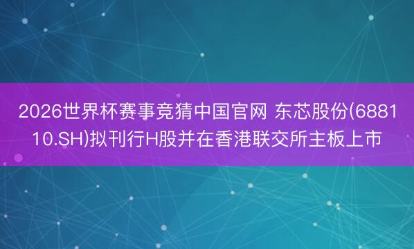 2026世界杯赛事竞猜中国官网 东芯股份(688110.SH)拟刊行H股并在香港联交所主板上市
