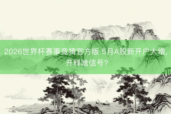 2026世界杯赛事竞猜官方版 5月A股新开户大增, 开释啥信号?