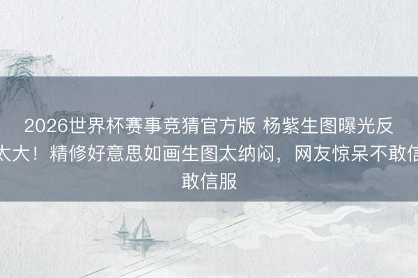 2026世界杯赛事竞猜官方版 杨紫生图曝光反差太大！精修好意思如画生图太纳闷，网友惊呆不敢信服