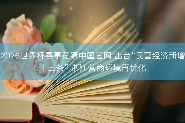 2026世界杯赛事竞猜中国官网 出台“民营经济新增十三条” 浙江营商环境再优化